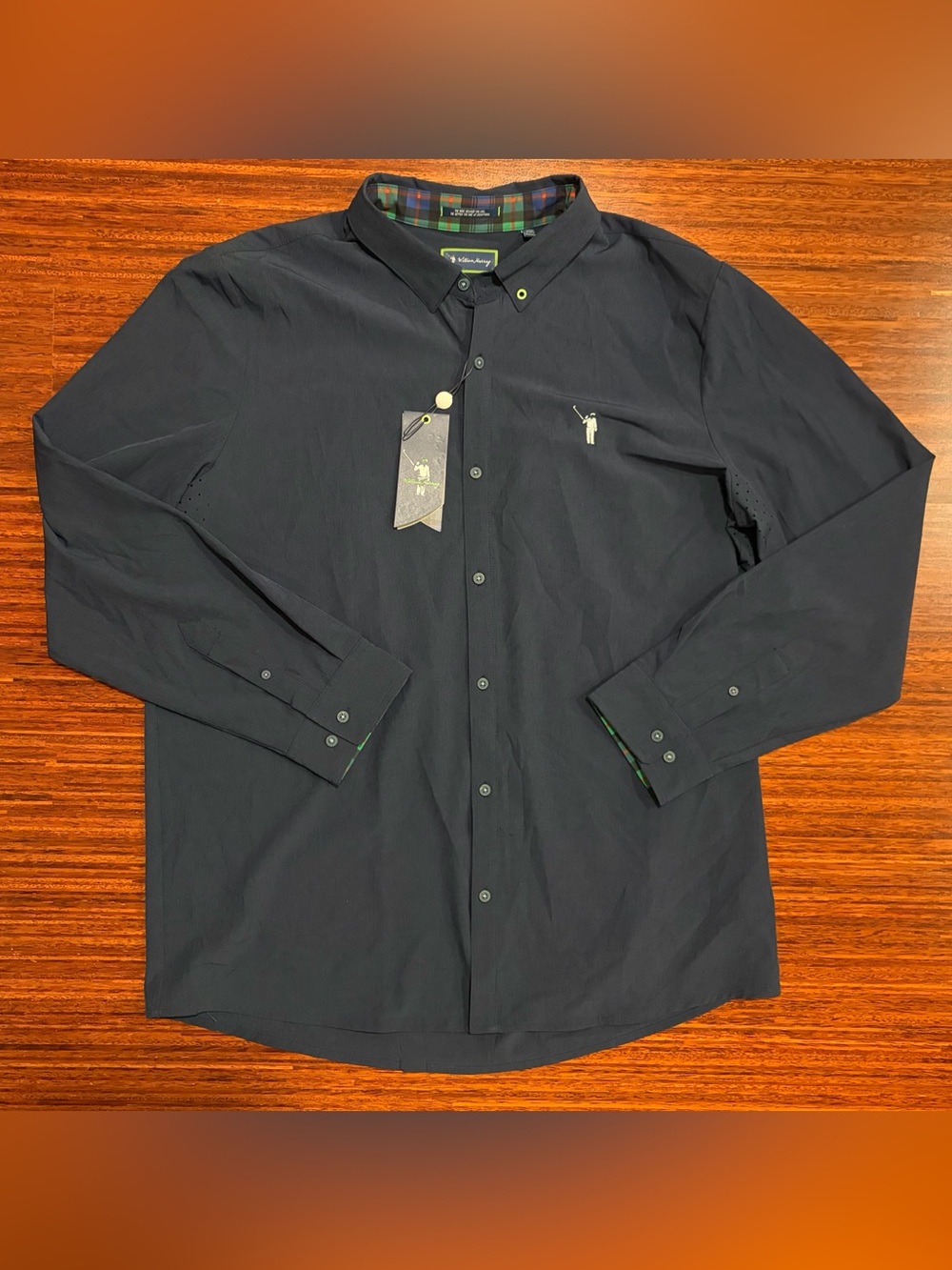 William Murray Golf Navy Blue Long Sleeve Button-Up Performance Shirt XL NWT